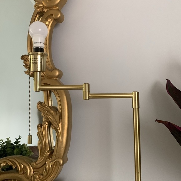 Brass Hollywood Regency style table lamp BASE with a swivel arm adjustable MCM - Picture 7 of 14